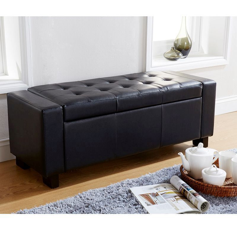 Verona Large Ottoman Faux Leather Black 1 Door