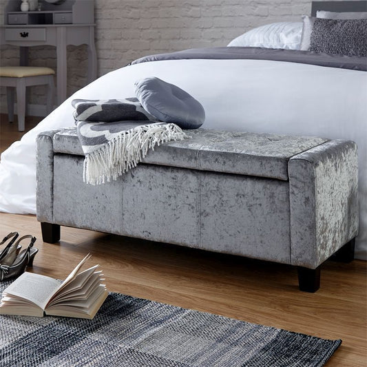 Verona Large Ottoman Wood & Fabric Grey 1 Door