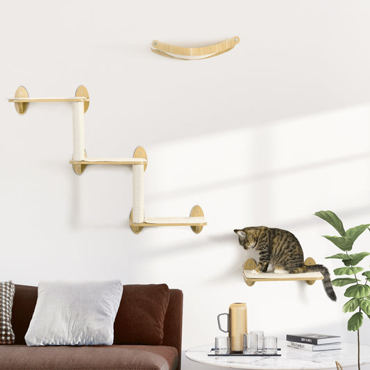 PawHut 3PCs Wall Mounted Cats Shelves