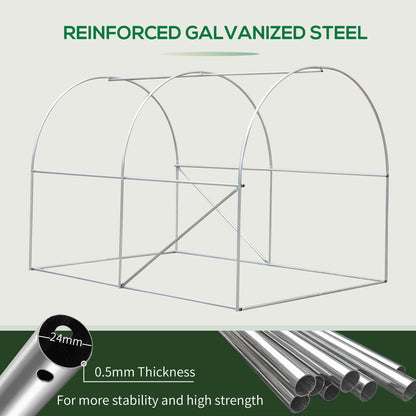 Outsunny 3L X 2W X 2H M Greenhouse Walk-In Polytunnel Outdoor Garden Flower Vegetable Planter 25Mm Diameter Galvanised Steel Frame W/ Zipped Door