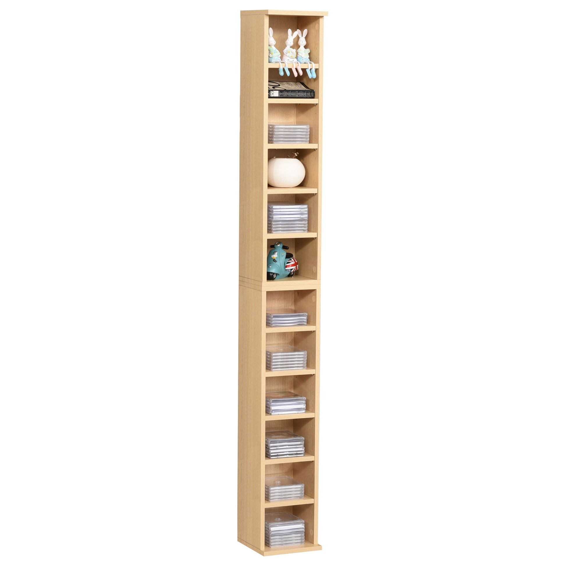 Homcom 12-Shelf Tall Media Storage Unit - Wood-Effect