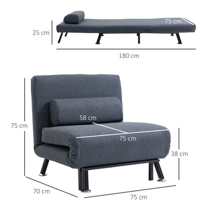 Homcom Adjustable Back Futon Sofa Chair - Dark Grey