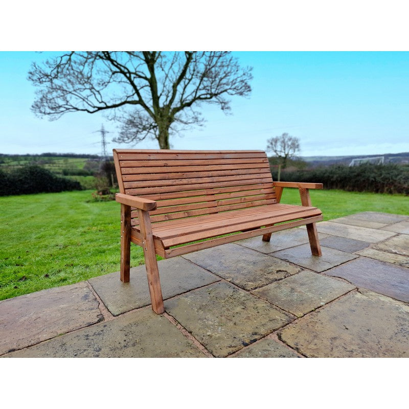 Swedish Redwood Garden Bench by Croft - 3 Seats