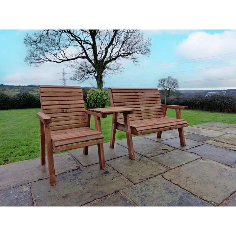 Swedish Redwood Garden Tete a Tete by Croft - 3 Seats