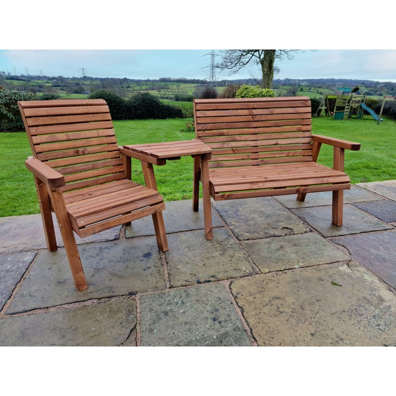 Swedish Redwood Angled Garden Tete a Tete by Croft - 3 Seats