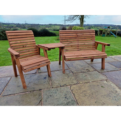 Swedish Redwood Angled Garden Tete a Tete by Croft - 3 Seats