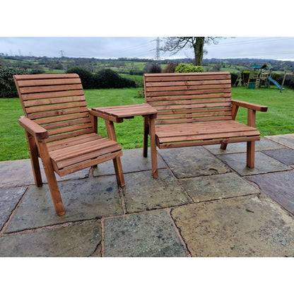 Swedish Redwood Angled Garden Tete a Tete by Croft - 3 Seats