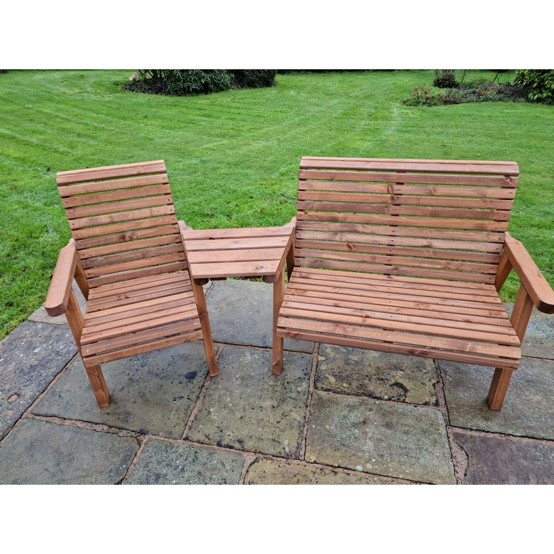 Swedish Redwood Angled Garden Tete a Tete by Croft - 3 Seats