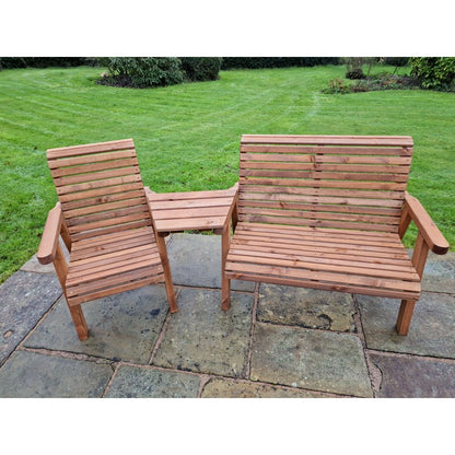 Swedish Redwood Angled Garden Tete a Tete by Croft - 3 Seats