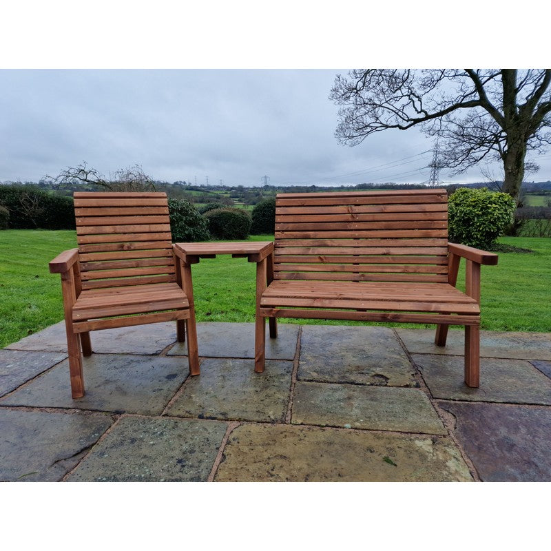 Swedish Redwood Angled Garden Tete a Tete by Croft - 3 Seats