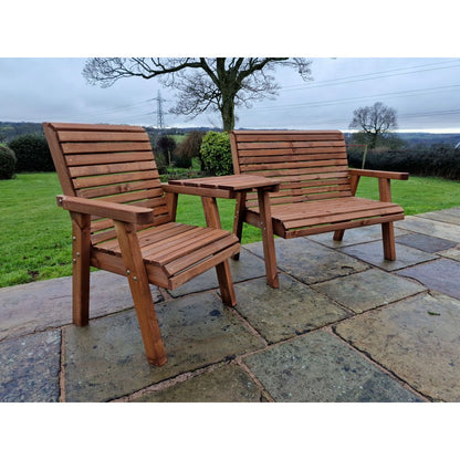 Swedish Redwood Angled Garden Tete a Tete by Croft - 3 Seats