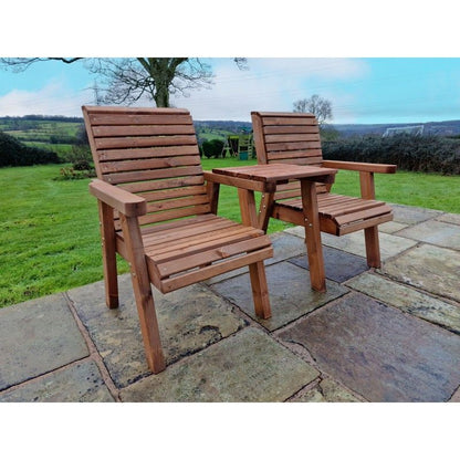 Swedish Redwood Straight Garden Tete a Tete by Croft - 2 Seats