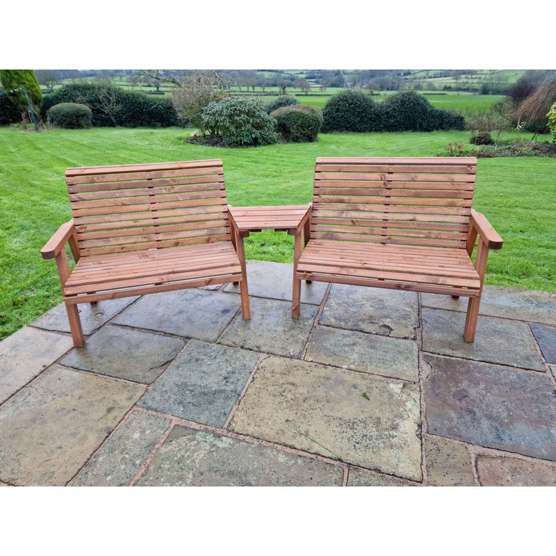 Swedish Redwood Angled Garden Tete a Tete by Croft - 4 Seats