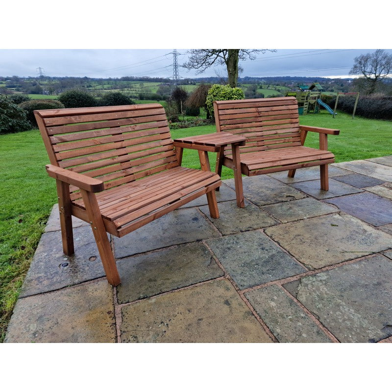 Swedish Redwood Angled Garden Tete a Tete by Croft - 4 Seats