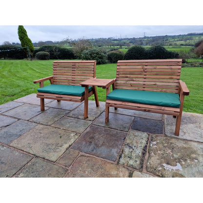 Swedish Redwood Straight Garden Tete a Tete by Croft - 4 Seats