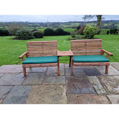 Swedish Redwood Straight Garden Tete a Tete by Croft - 4 Seats