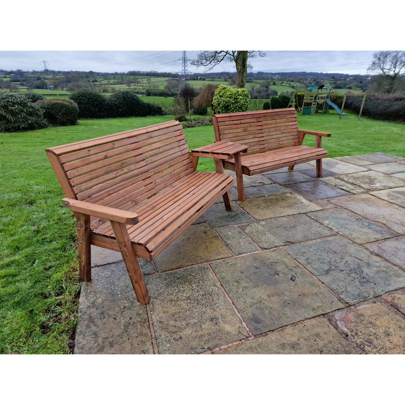 Swedish Redwood Angled Garden Tete a Tete by Croft - 6 Seats