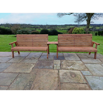 Swedish Redwood Straight Garden Tete a Tete by Croft - 6 Seats