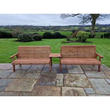 Swedish Redwood Straight Garden Tete a Tete by Croft - 6 Seats