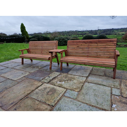 Swedish Redwood Straight Garden Tete a Tete by Croft - 6 Seats