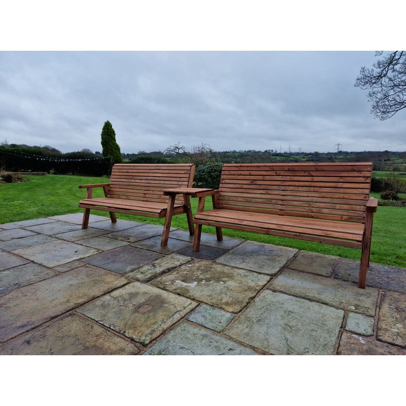 Swedish Redwood Straight Garden Tete a Tete by Croft - 6 Seats