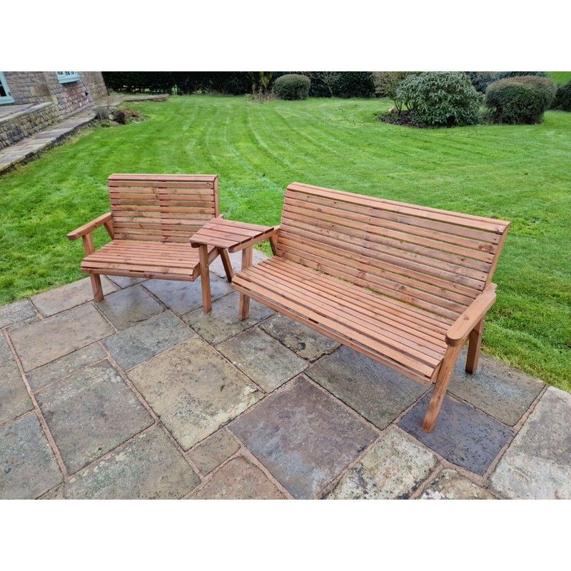 Swedish Redwood Angled Garden Tete a Tete by Croft - 5 Seat