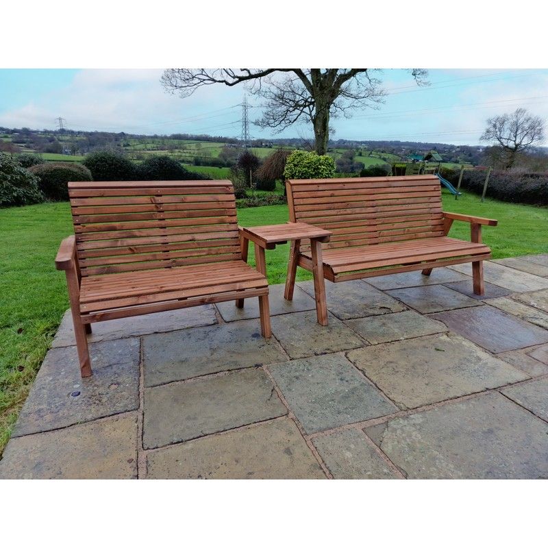 Swedish Redwood Straight Garden Tete a Tete by Croft - 5 Seats