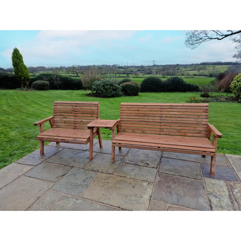 Swedish Redwood Straight Garden Tete a Tete by Croft - 5 Seats