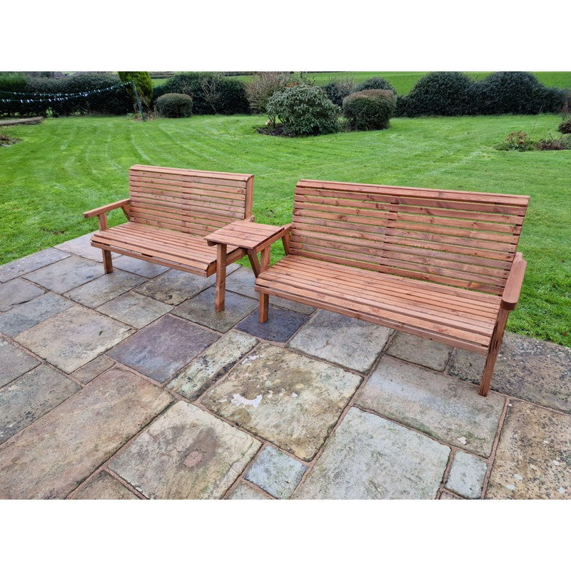 Swedish Redwood Straight Garden Tete a Tete by Croft - 5 Seats