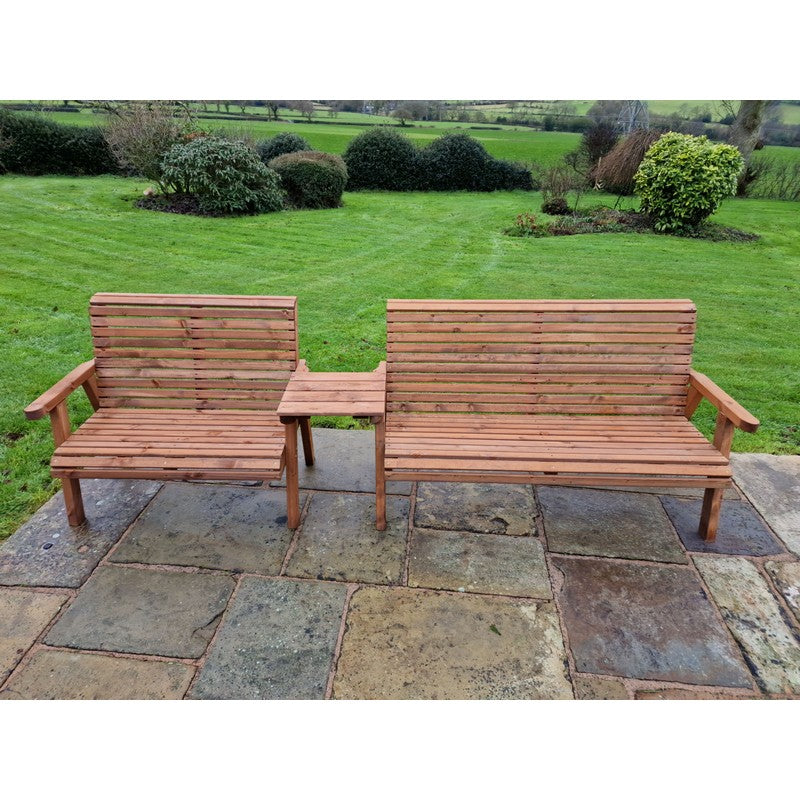 Swedish Redwood Straight Garden Tete a Tete by Croft - 5 Seats