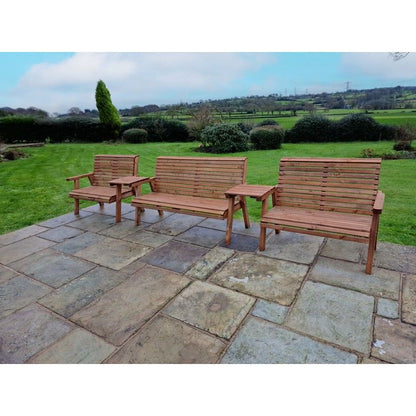 Swedish Redwood Straight Garden Tete a Tete by Croft - 7 Seats