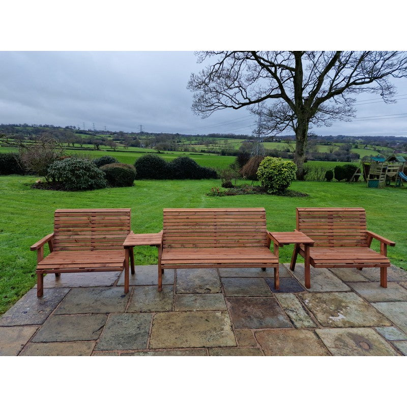 Swedish Redwood Straight Garden Tete a Tete by Croft - 7 Seats