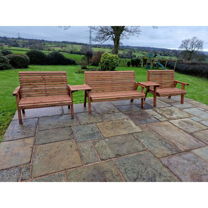 Swedish Redwood Straight Garden Tete a Tete by Croft - 7 Seats