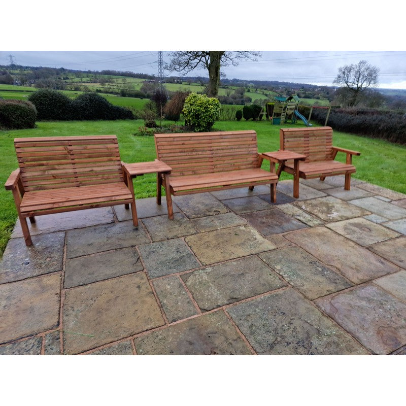 Swedish Redwood Straight Garden Tete a Tete by Croft - 7 Seats