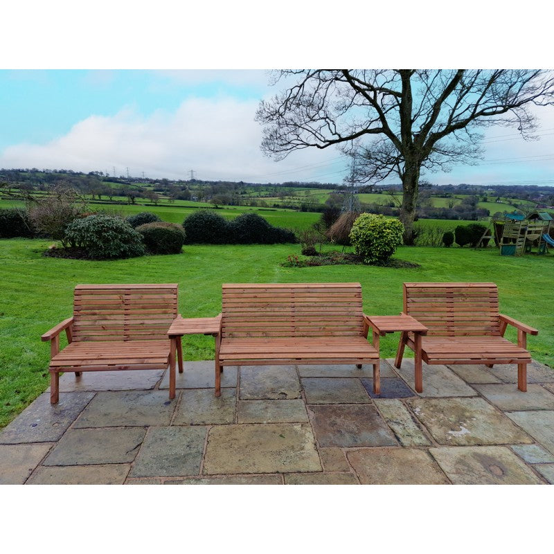 Swedish Redwood Straight Garden Tete a Tete by Croft - 7 Seats