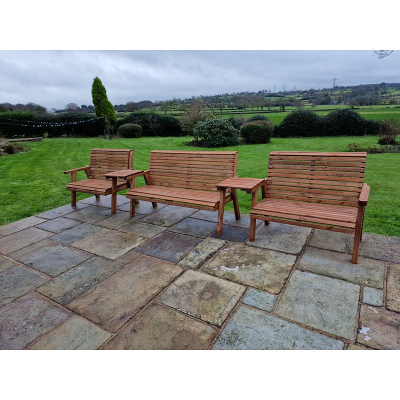 Swedish Redwood Straight Garden Tete a Tete by Croft - 7 Seats