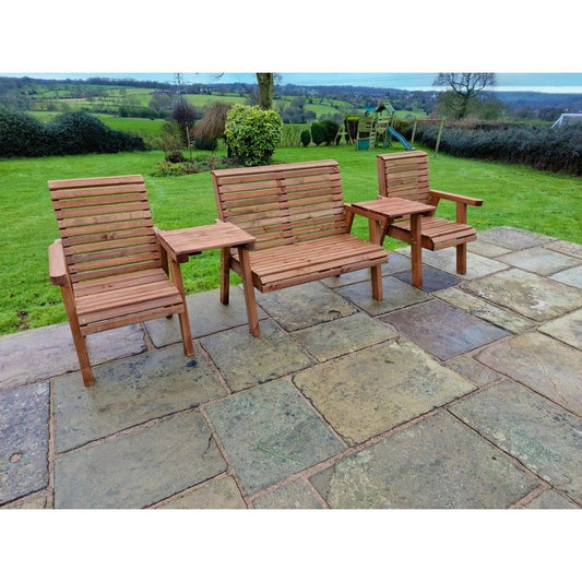 Swedish Redwood Straight Garden Tete a Tete by Croft - 4 Seat