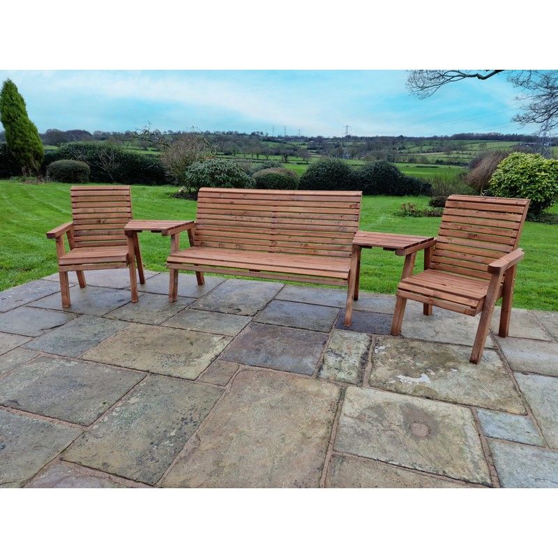 Swedish Redwood Angled Garden Tete a Tete by Croft - 5 Seat