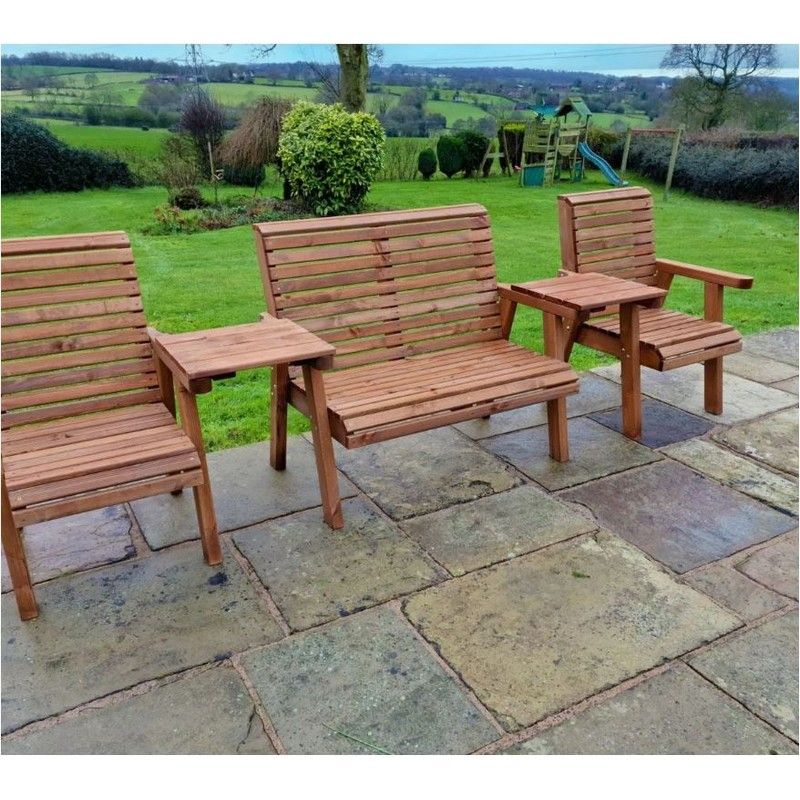 Swedish Redwood Straight Garden Tete a Tete by Croft - 5 Seat