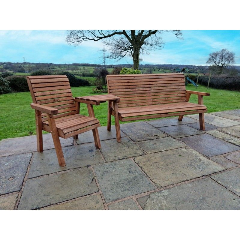 Swedish Redwood Angled Garden Tete a Tete by Croft - 4 Seat