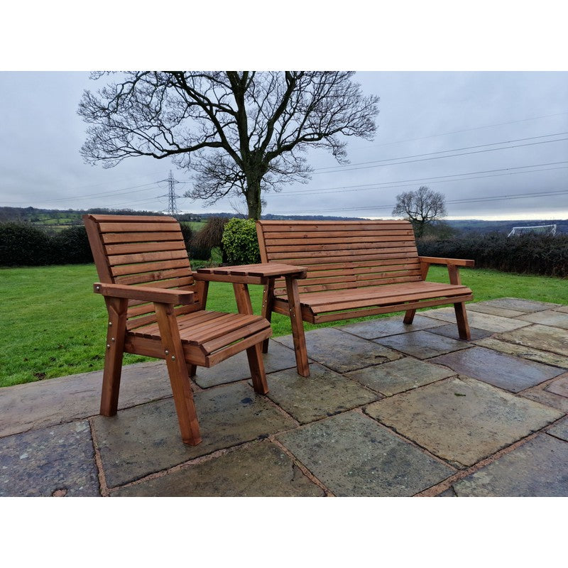 Swedish Redwood Angled Garden Tete a Tete by Croft - 4 Seat