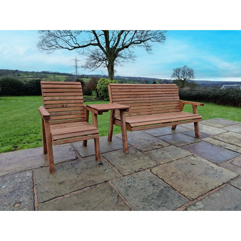 Swedish Redwood Straight Garden Tete a Tete by Croft - 4 Seat