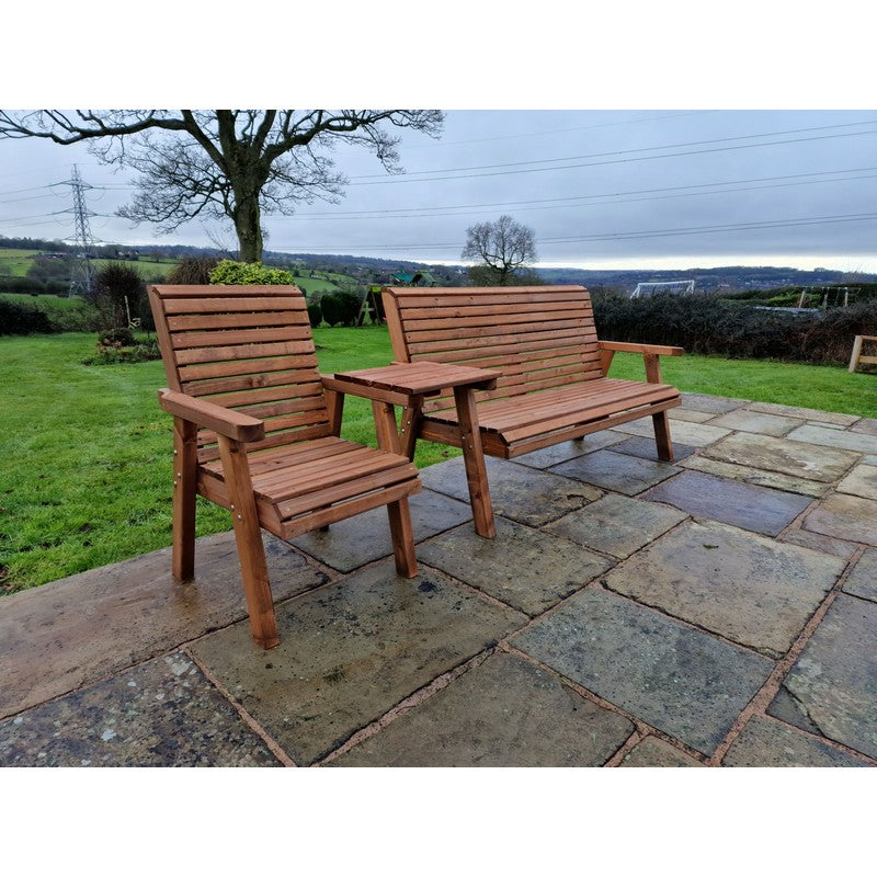 Swedish Redwood Straight Garden Tete a Tete by Croft - 4 Seat