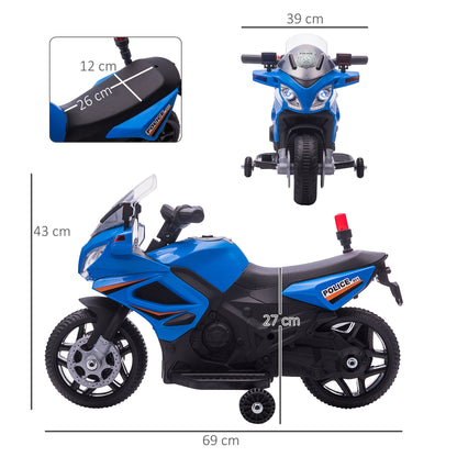 Homcom Kids 6V Electric Pedal Motorcycle Ride-On Toy Battery 18-48 months Blue