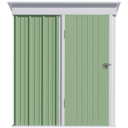 Galvanised 5 x 3' Single Door Reverse Pent Garden Store Steel Green by Steadfast