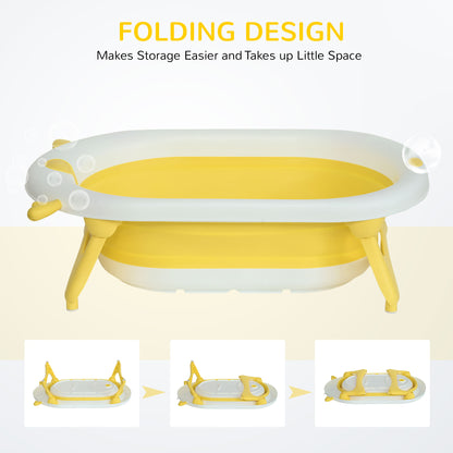 Homcom Foldable Portable Baby Bath Tub w/ Temperature-Induced Water Plug for 0-3 years