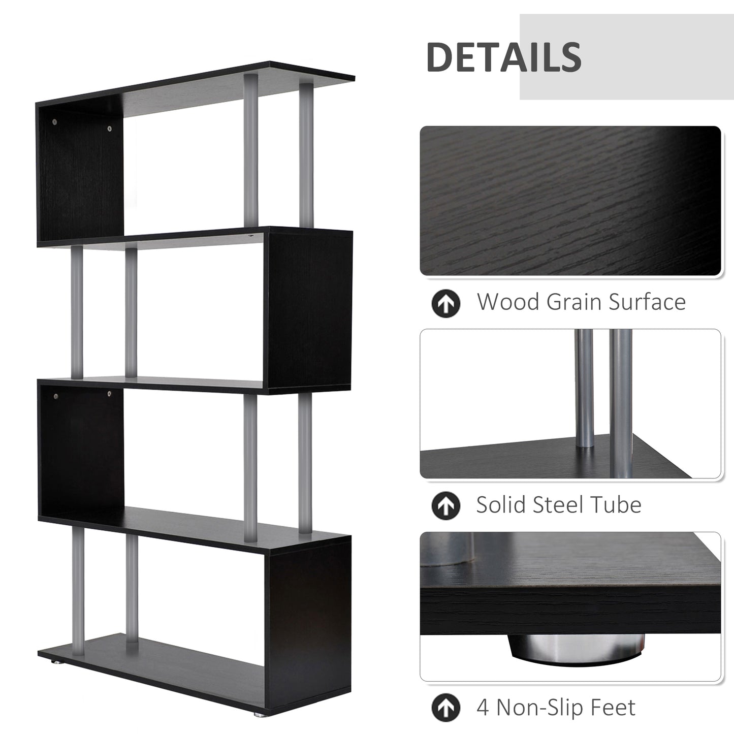 Homcom Double 'S' Shelving Unit - Black