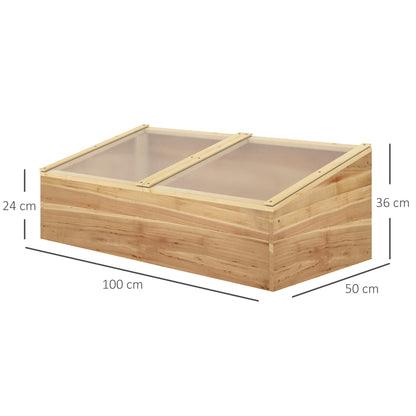 Outsunny Wooden Cold Frame Greenhouse Garden Polycarbonate Grow House with Independent Openable Top Covers for Flowers