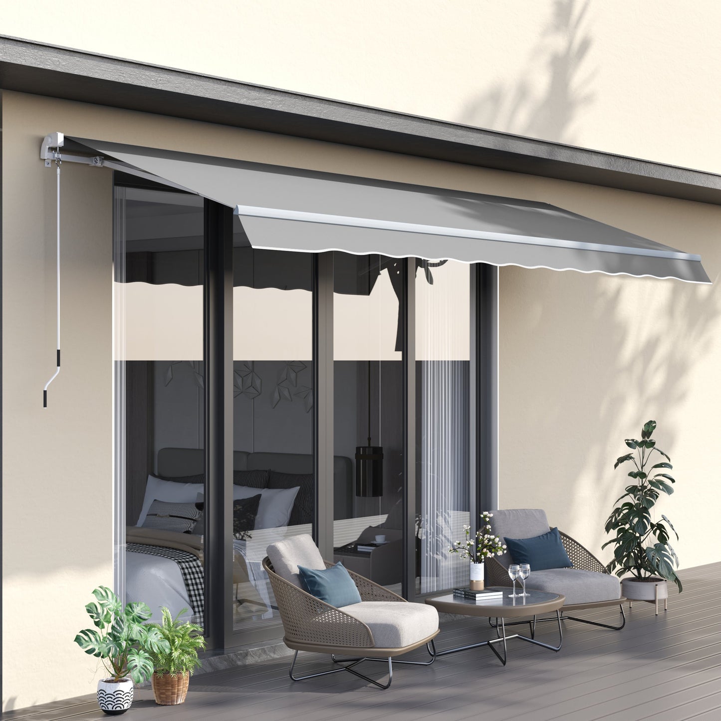 Outsunny Garden Patio Manual Awning Canopy Sun Shade Shelter Retractable 4 Size 5 Colour