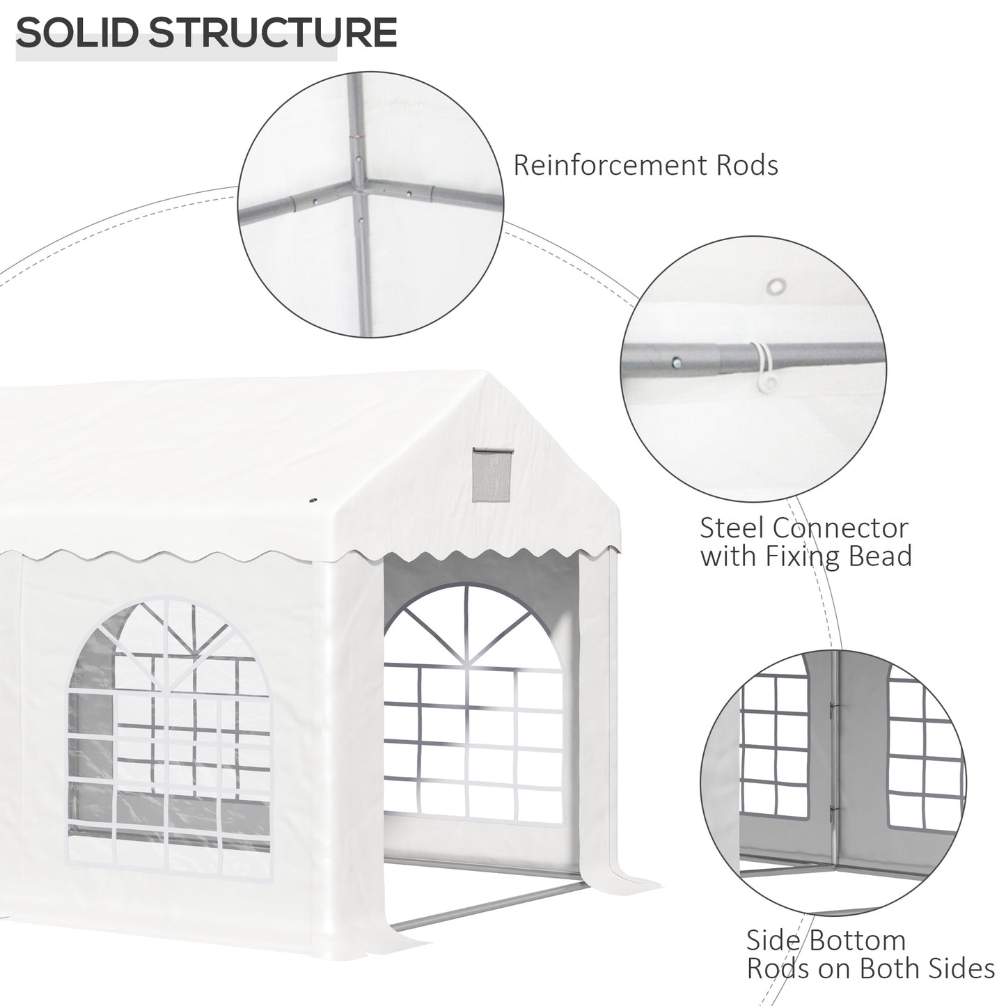 Outsunny 3 X 4 M Marquee Gazebo With Sides Party Tent Canopy & Carport Shelter For Outdoor Event Wedding White